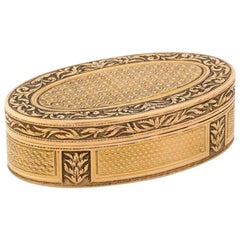 Antique French Empire Oval Gold Snuff Box by H.A. Adam, Paris, circa 1820