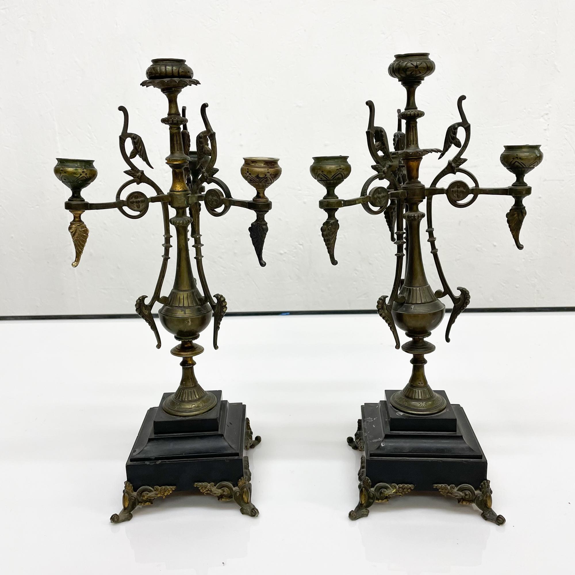 Neoclassical French Empire Pair Sophisticated Candelabra Bronze on Belgium Black Marble 1800s