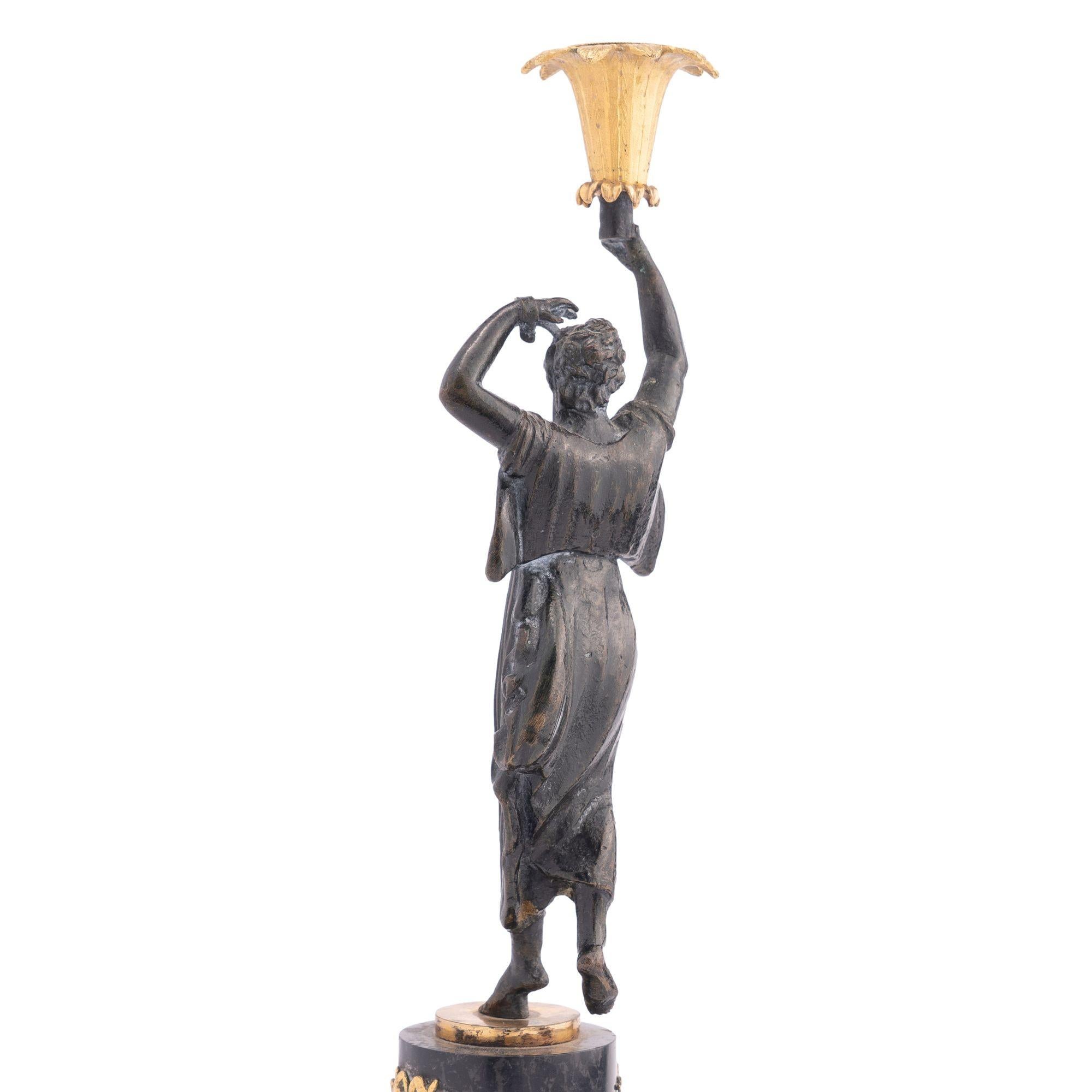 French Empire Parcel Gilt Bronze Figural Candlestick, 1800-1810 For Sale 6
