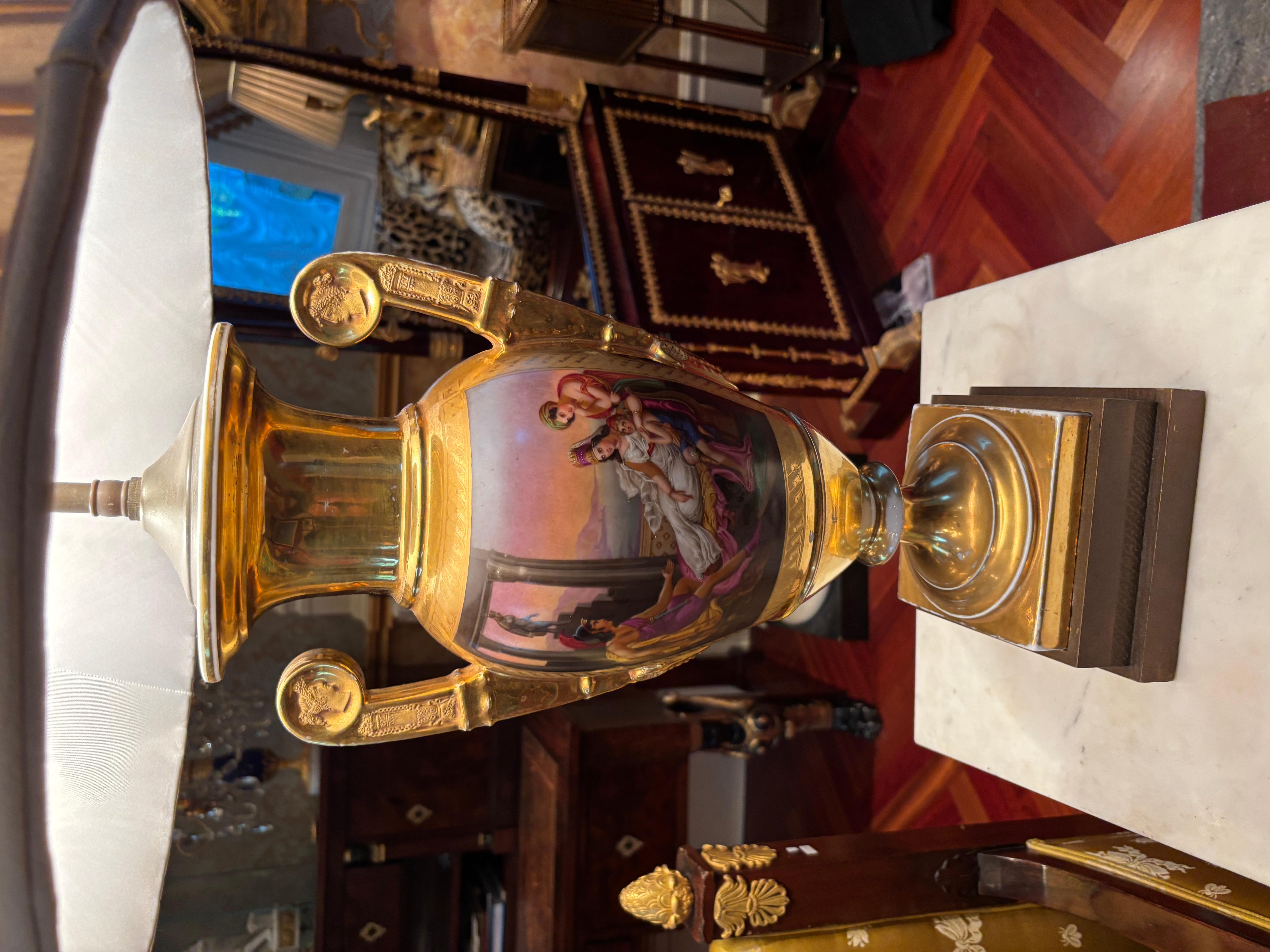 Französische Empire, Paris, Porzellanvase in Lampe umgewandelt im Angebot 5
