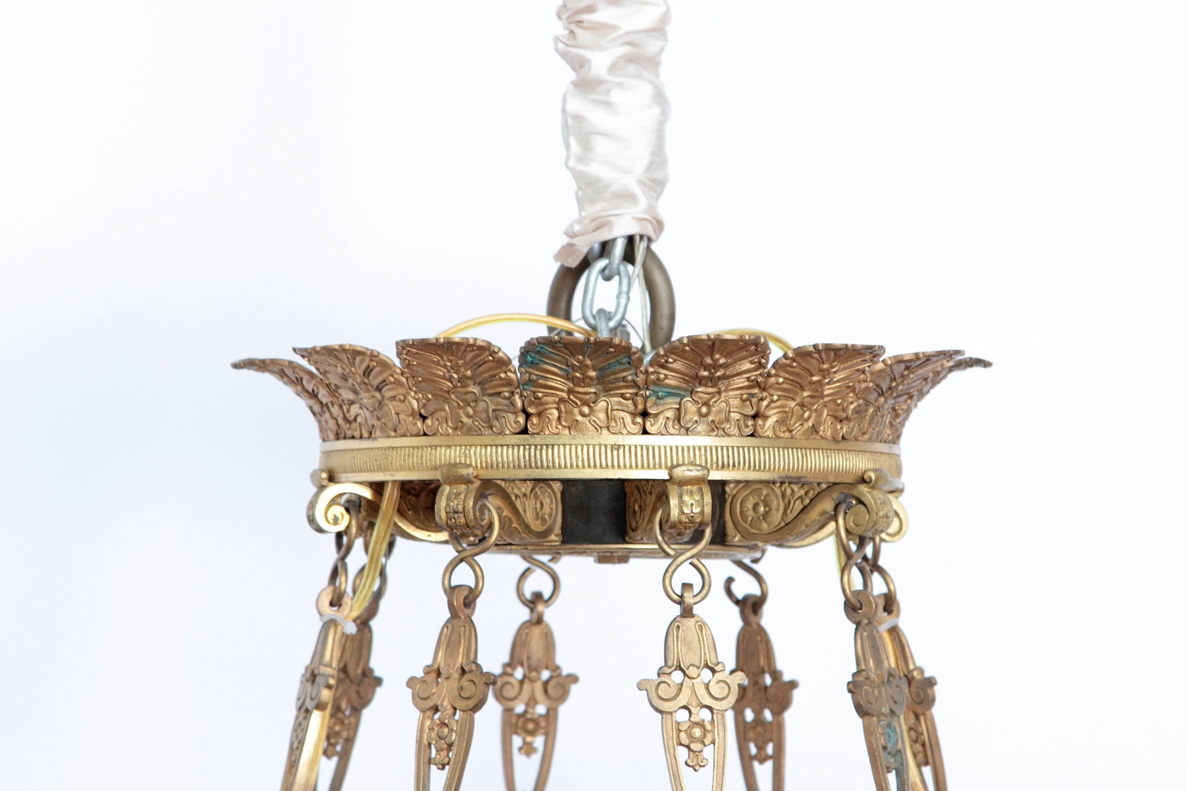 French Empire Patinated and Gilt Bronze Argon Chandelier / 16 Lights 1