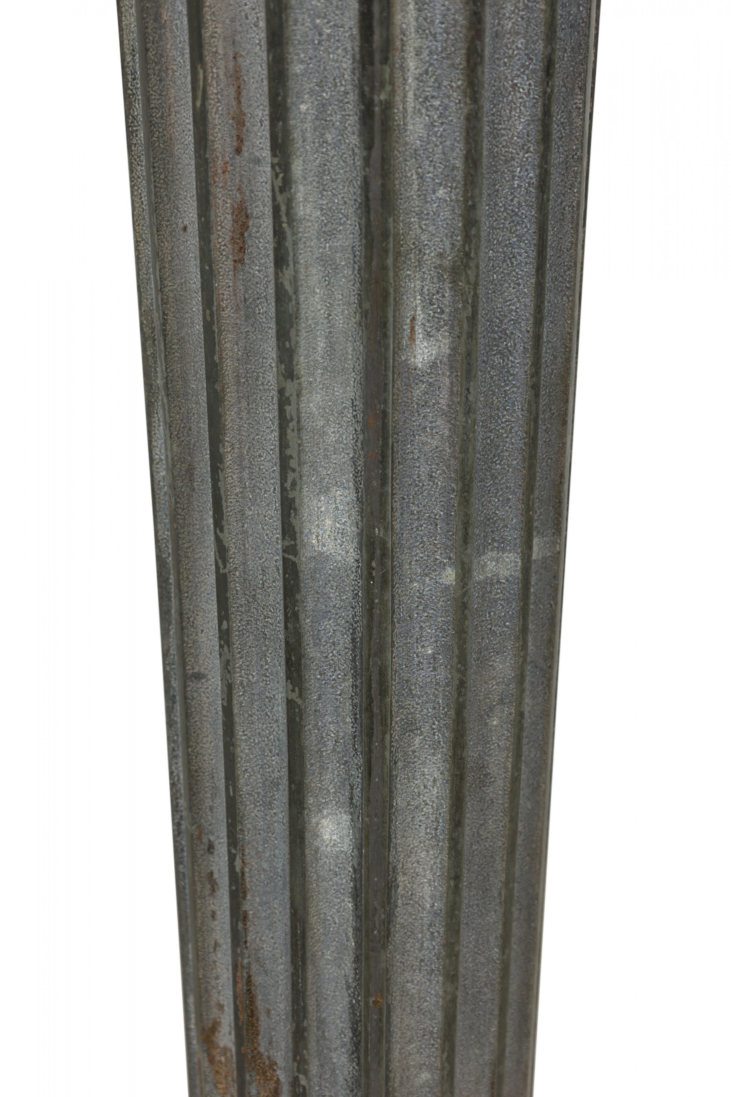 French Empire Patinated Bronze and Aluminum Columnar Floor Lamp For Sale 3