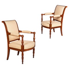Chaises à accoudoirs Fauteuil en acajou d'époque Empire français vers 1825-35