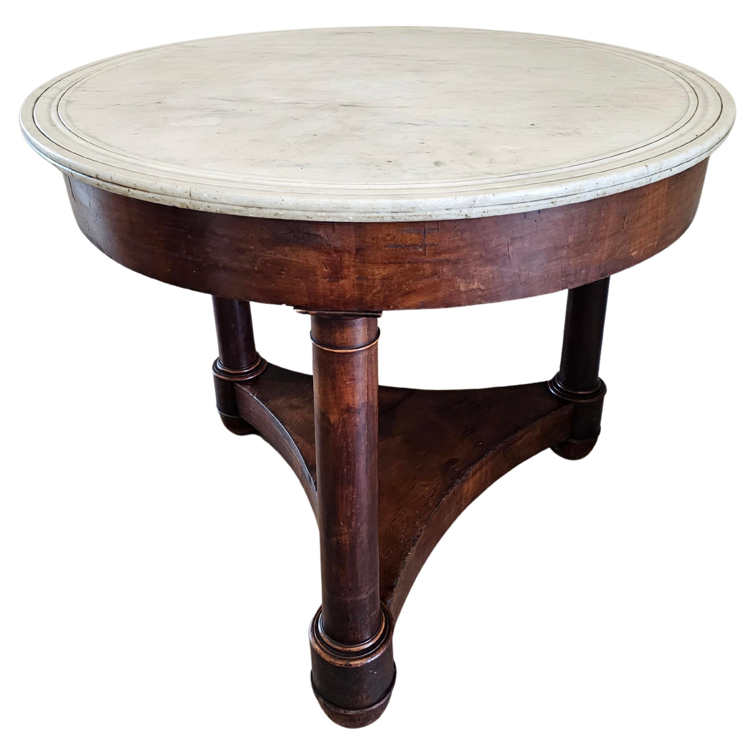 French Empire Period Antique Mahogany Pedestal Center Table Gueridon  For Sale
