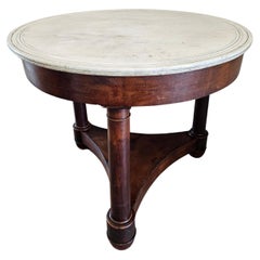 French Empire Period Antique Mahogany Pedestal Center Table Gueridon 