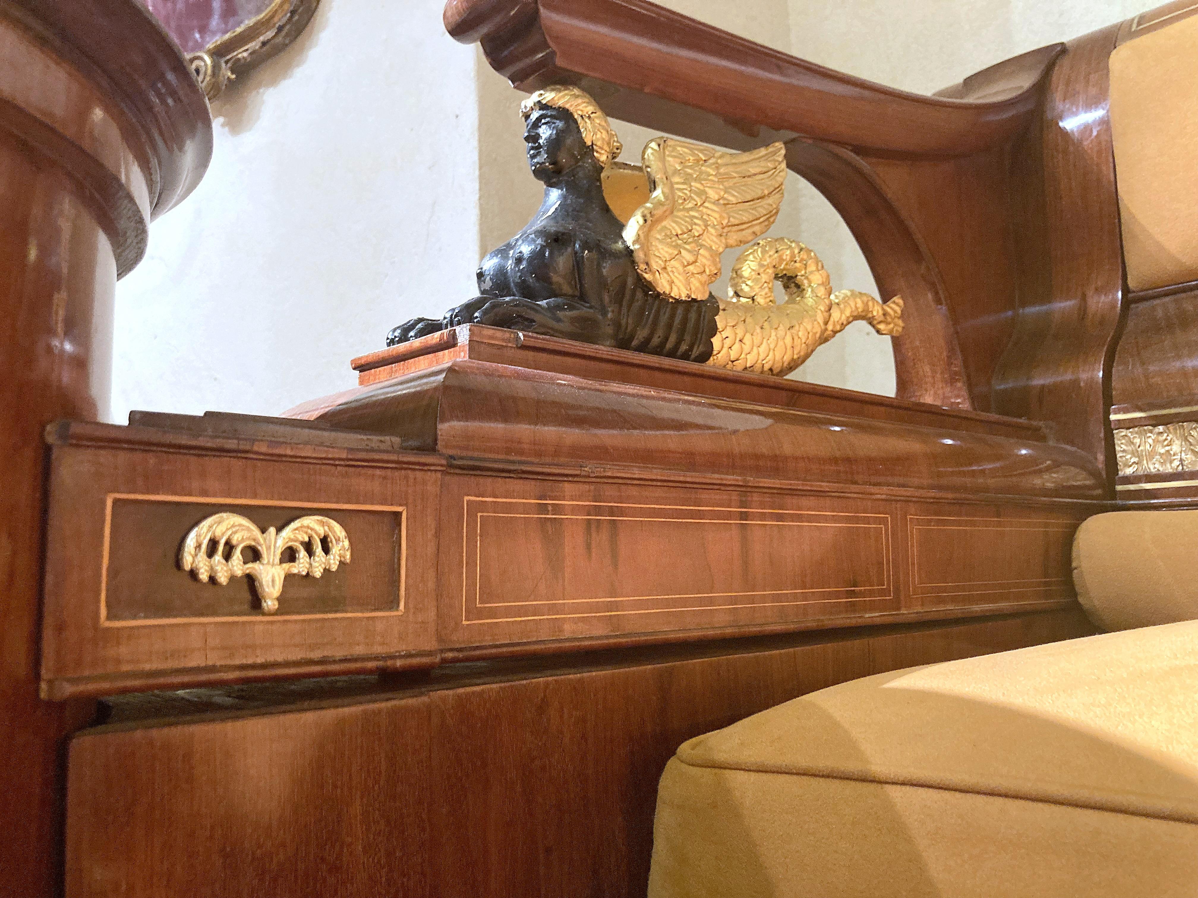 Banc de table de billard d'époque Empire français avec colonnes et tiroirs ouverts en vente 5