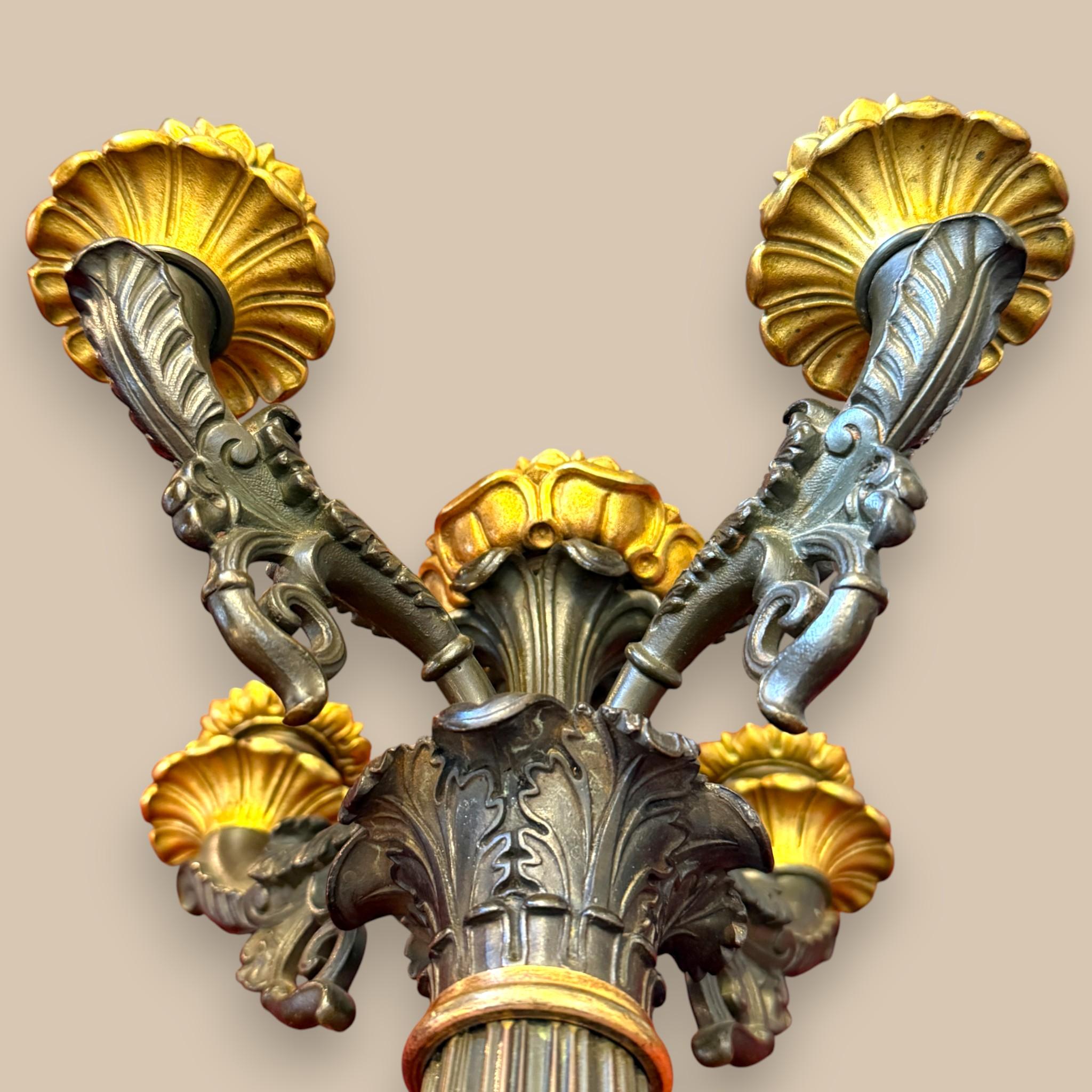 Bronzo Candelabro francese del periodo Impero in bronzo e dorato, XIX secolo in vendita