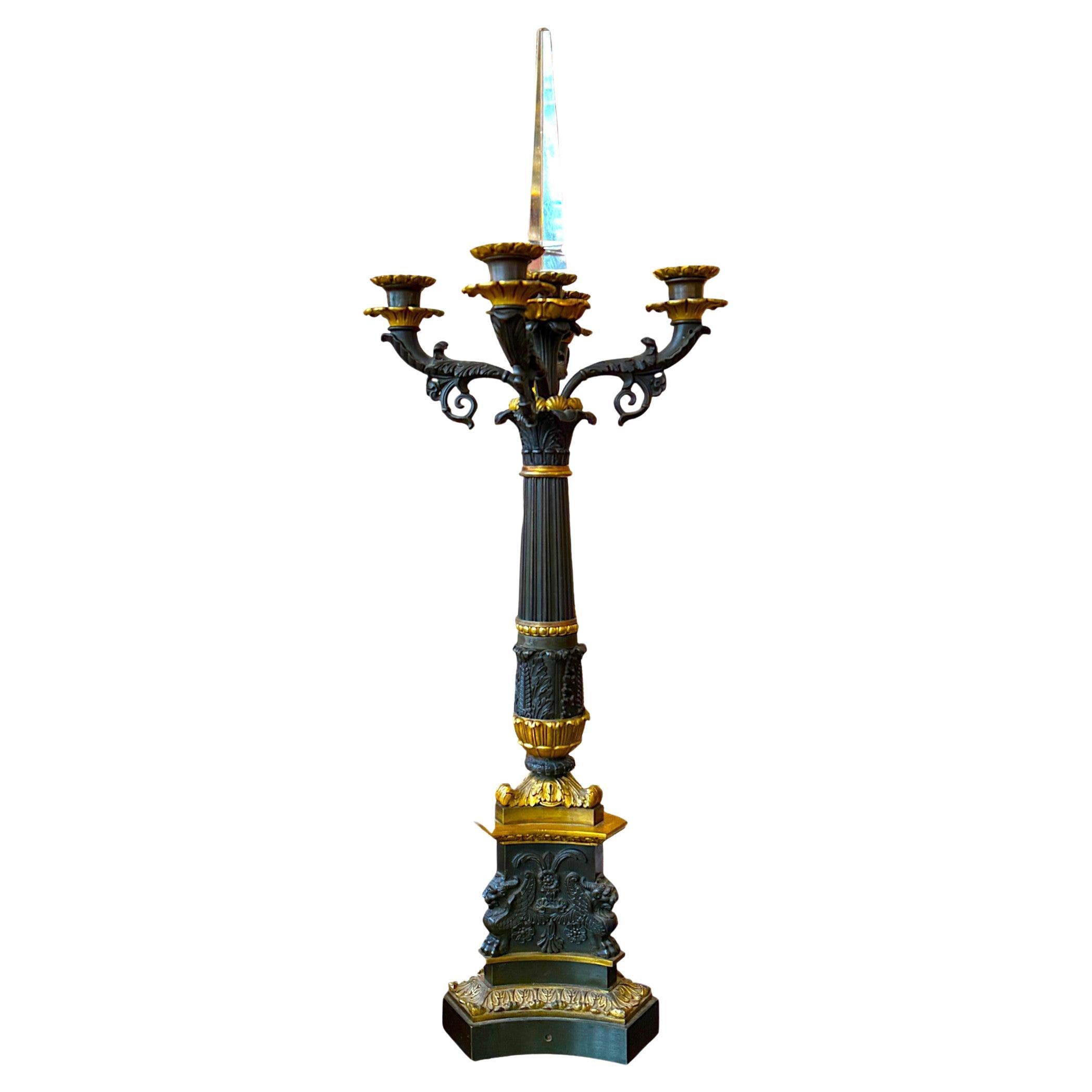 French Empire Period Bronze 
Gilt Candelabrum, 19th Century
