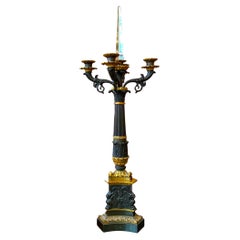 French Empire Period Bronze & Gilt Candelabrum, 19th Century