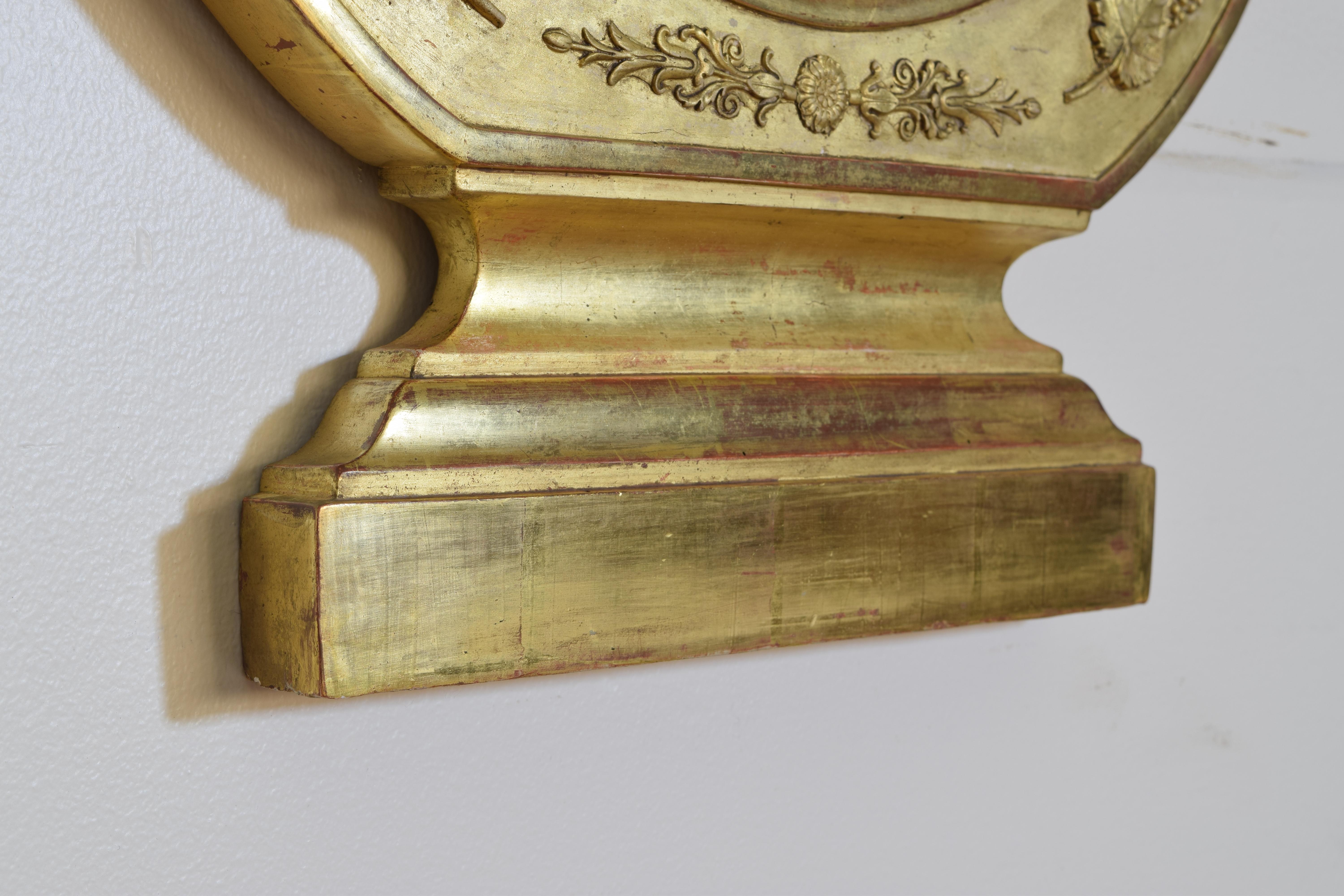 Miroir en bois doré sculpté de la période de l'Empire français, autrefois baromètre, 19ème siècle en vente 3