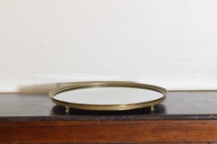 French Empire Period Circular Brass & Mirrored Footed Plateau, Early 19th Cen