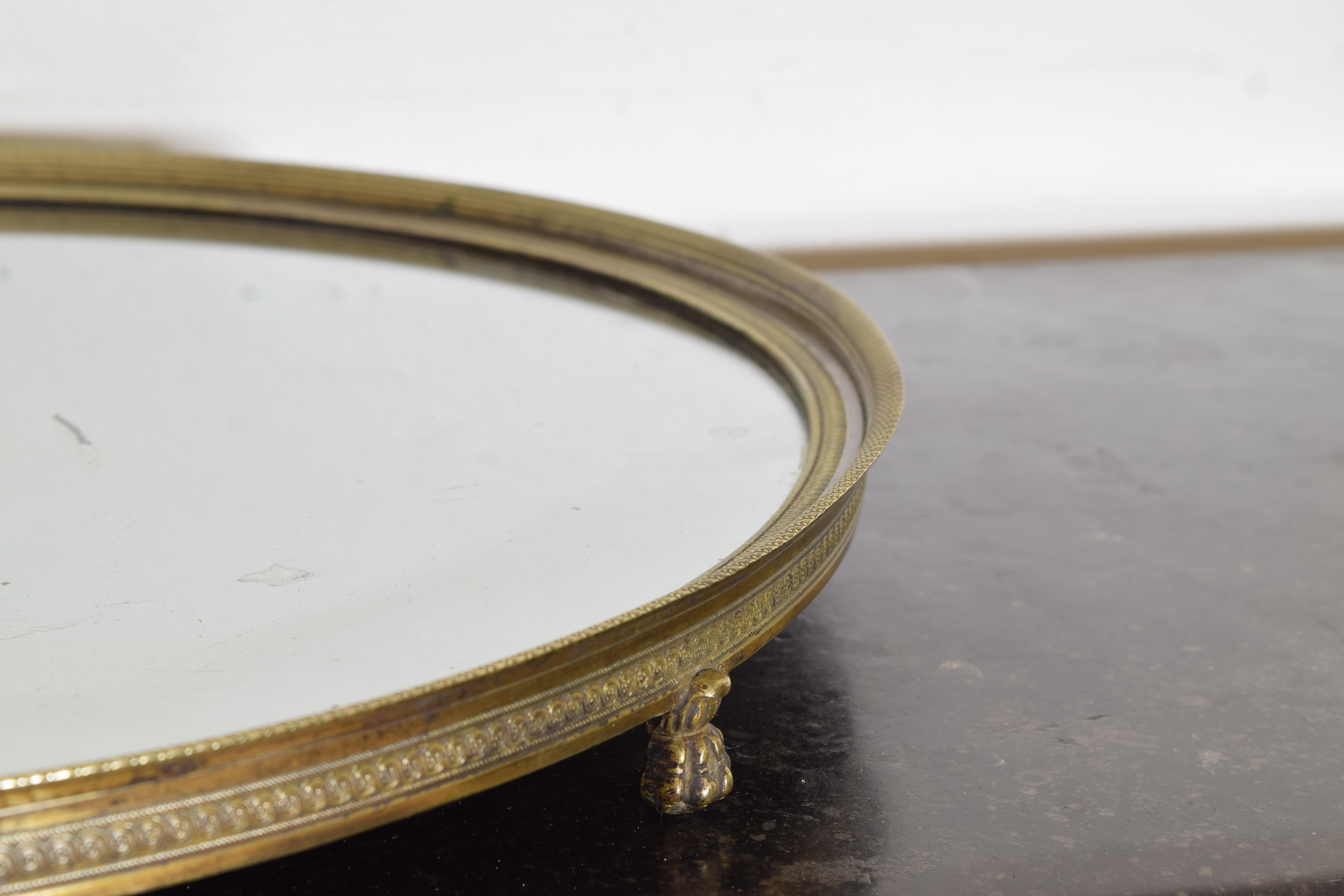 French Empire Period Circular Brass & Mirrored Footed Plateau, Early 19th Cen For Sale 1