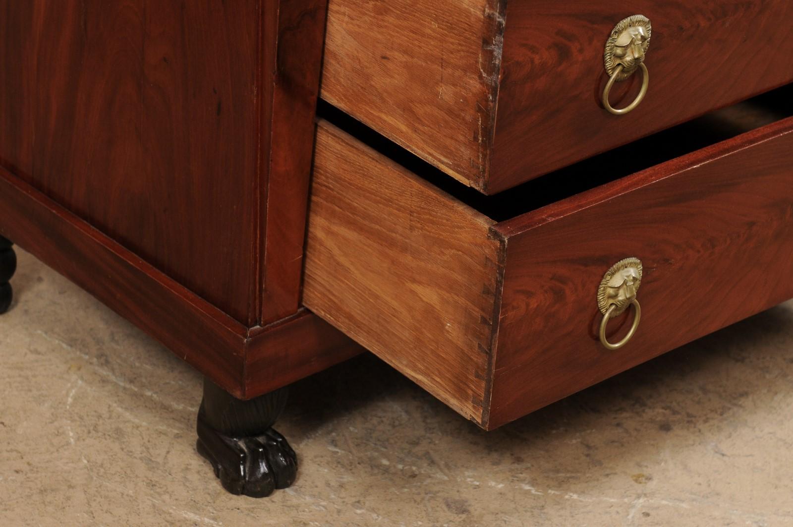 Wood French Empire Period Commode w/Black Marble Top, Revival Accents, & Paw Feet For Sale