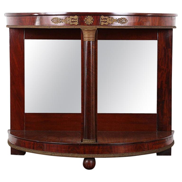 French Empire Period Demilune Mahogany Console