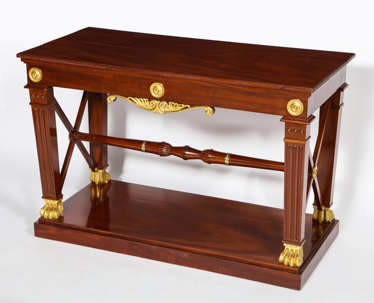 French Empire Period Dore Bronze Mounted Center Table/Library Table For Sale at 1stDibs