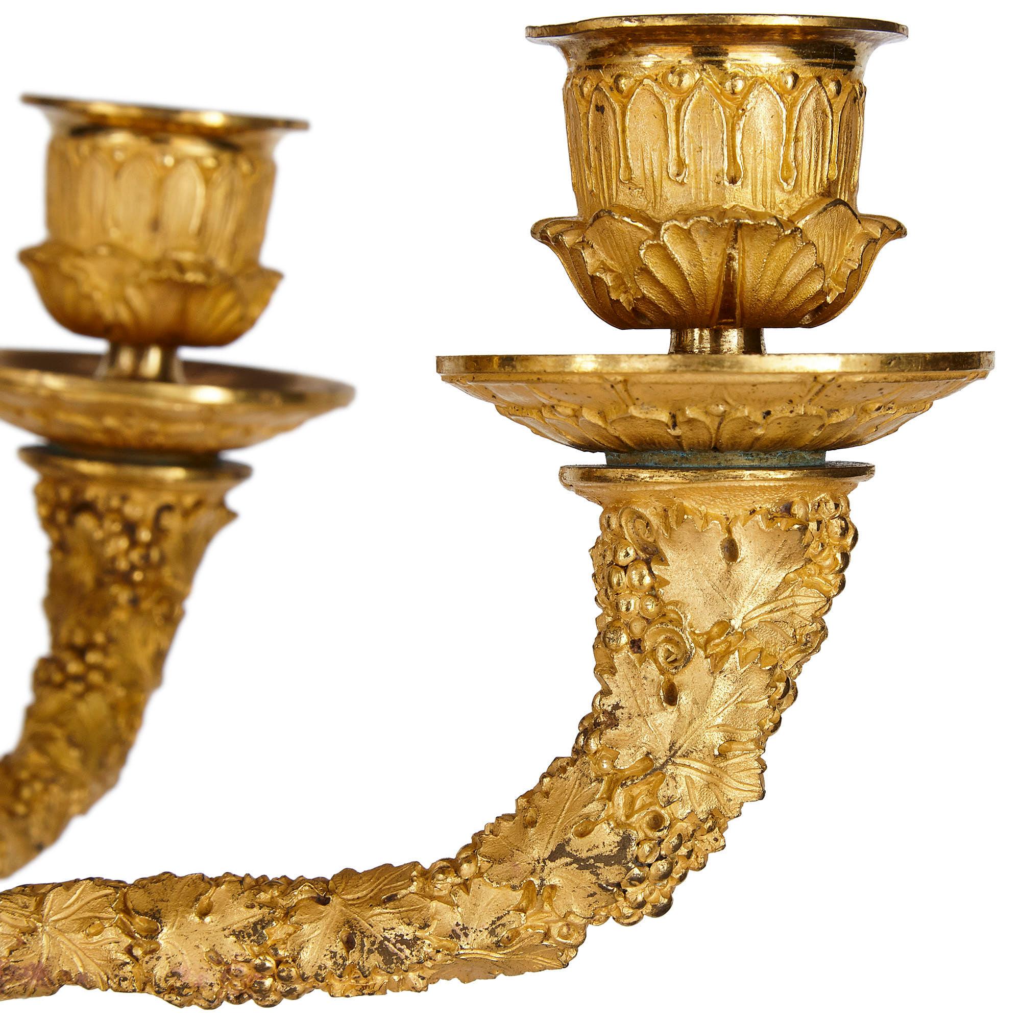 French Empire Period Egyptian Style Porcelain Candelabra In Good Condition For Sale In London, GB