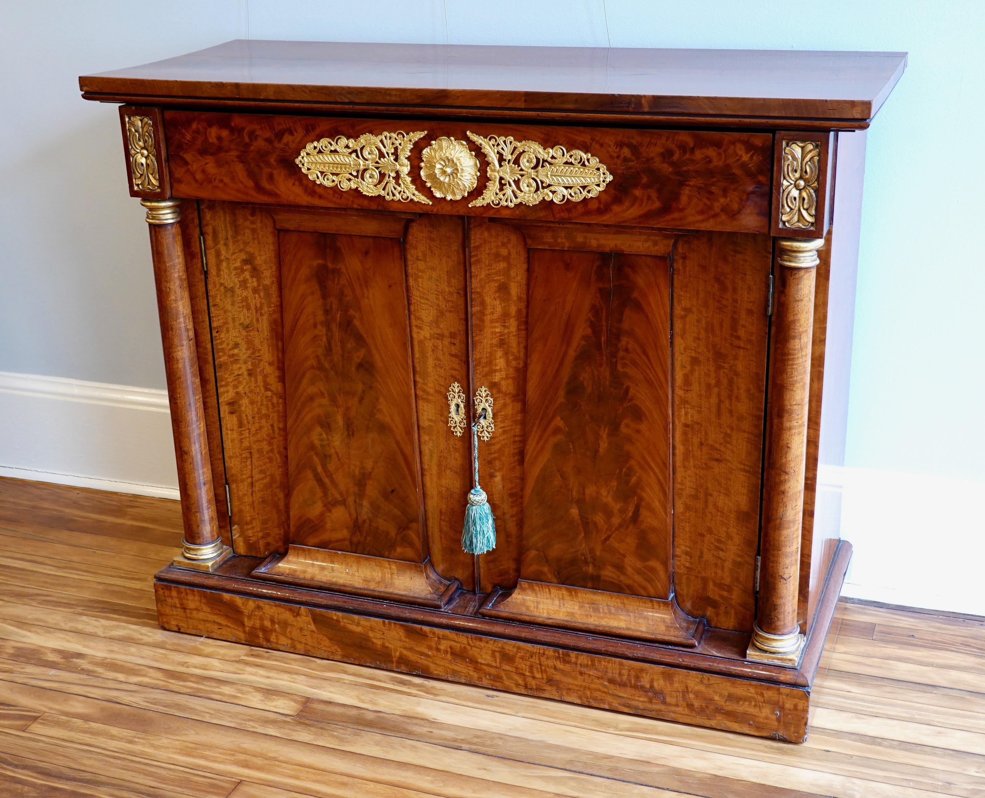 French Empire Period Flame Mahogany and Parcel-Gilt Cabinet For Sale 8