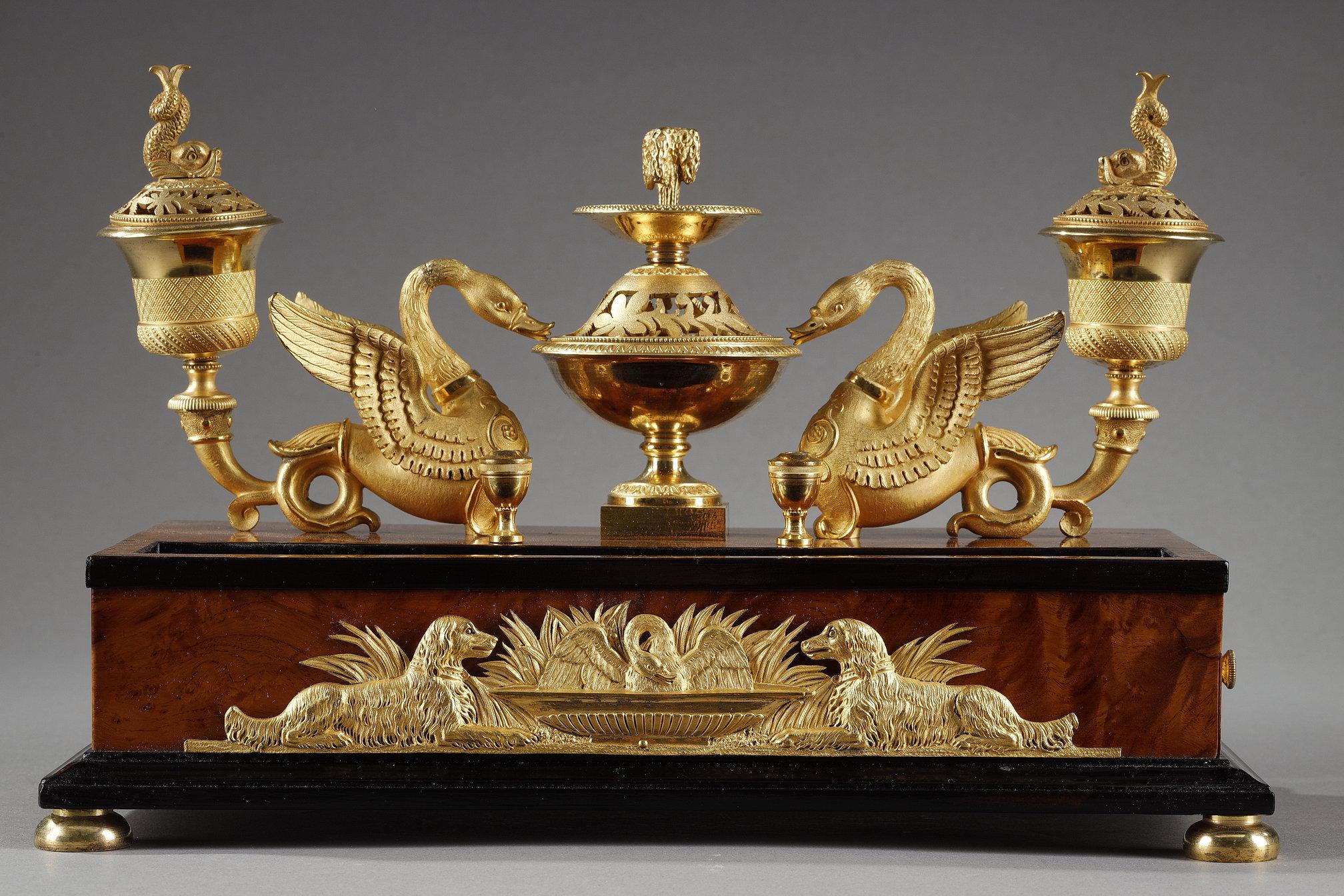 French Empire period Inkwell, identical to the one of Elisa Bonaparte In Good Condition For Sale In Paris, FR