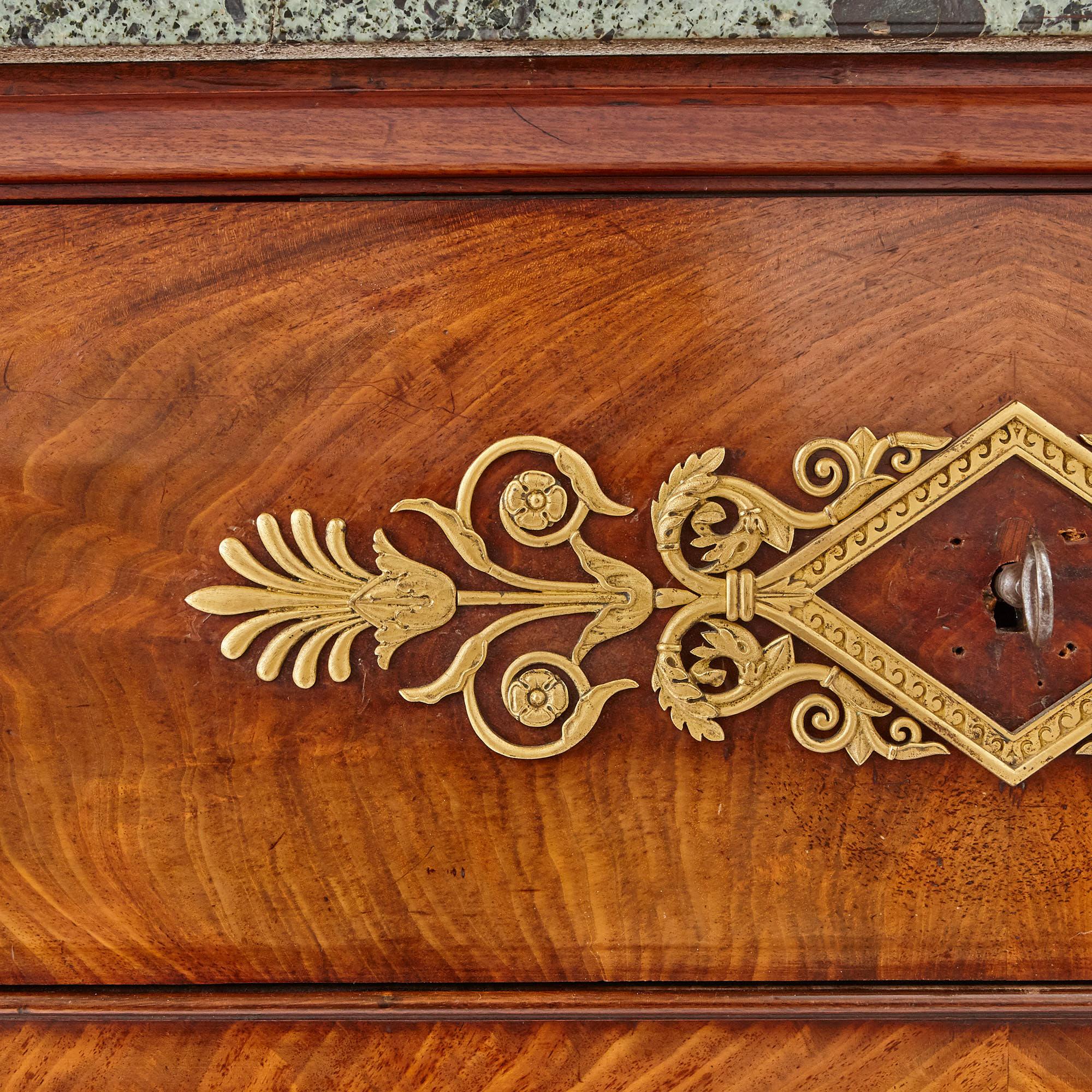 French Empire Period Mahogany, Marble and Gilt Bronze Cabinet For Sale 4