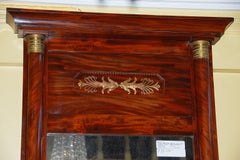 French Empire Period Mahogany Tall Mirror with Ormolu Mounts and Side Columns