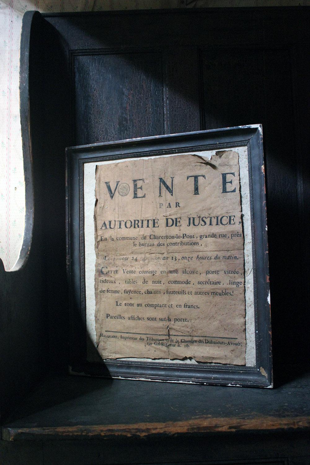 French Empire Period Napoleonic Notice of a Parisian House Clearance, circa 1805 8