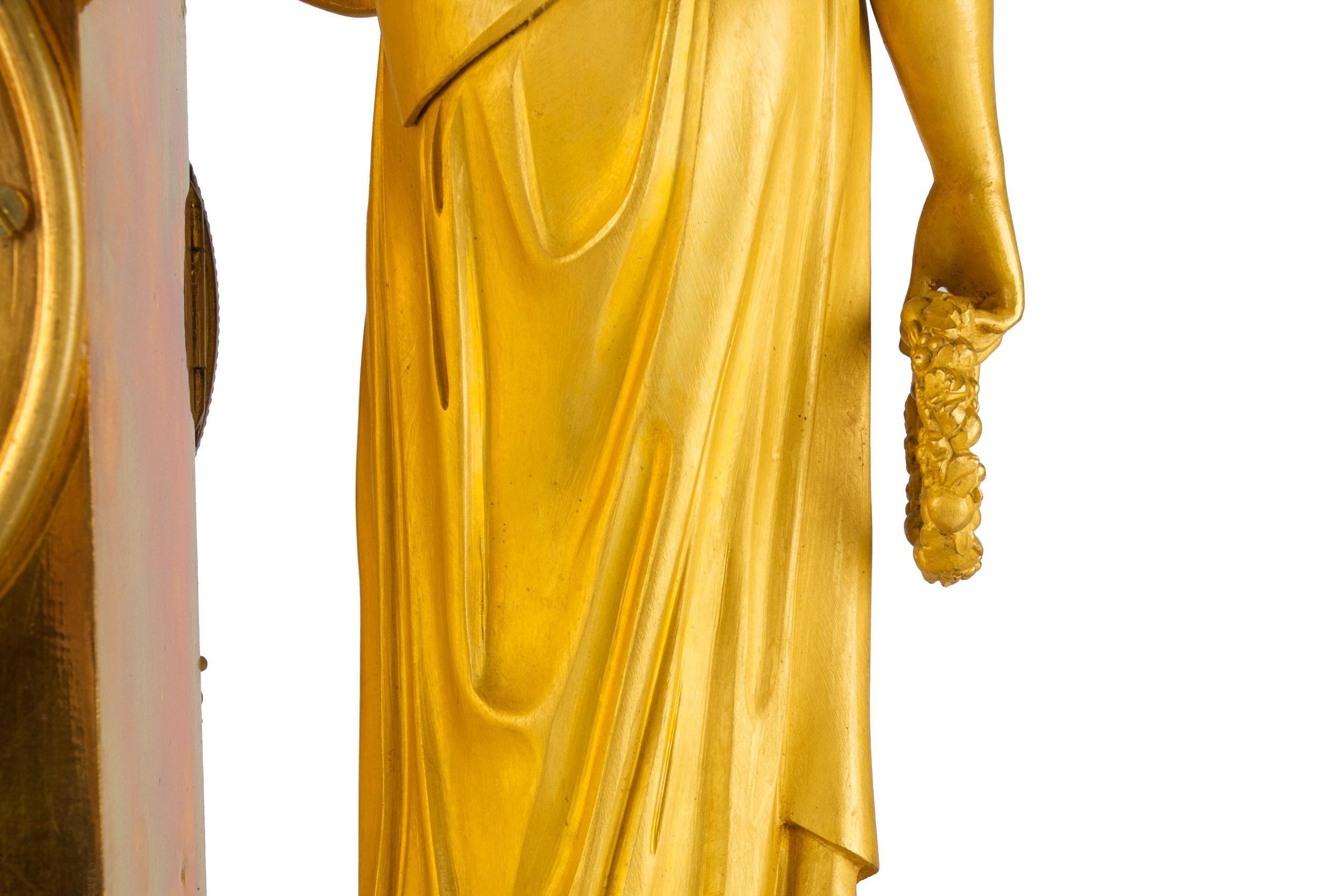 Französische Empirezeit Ormolu-Bronze-Manteluhr der Ceres, um 1815 im Angebot 13