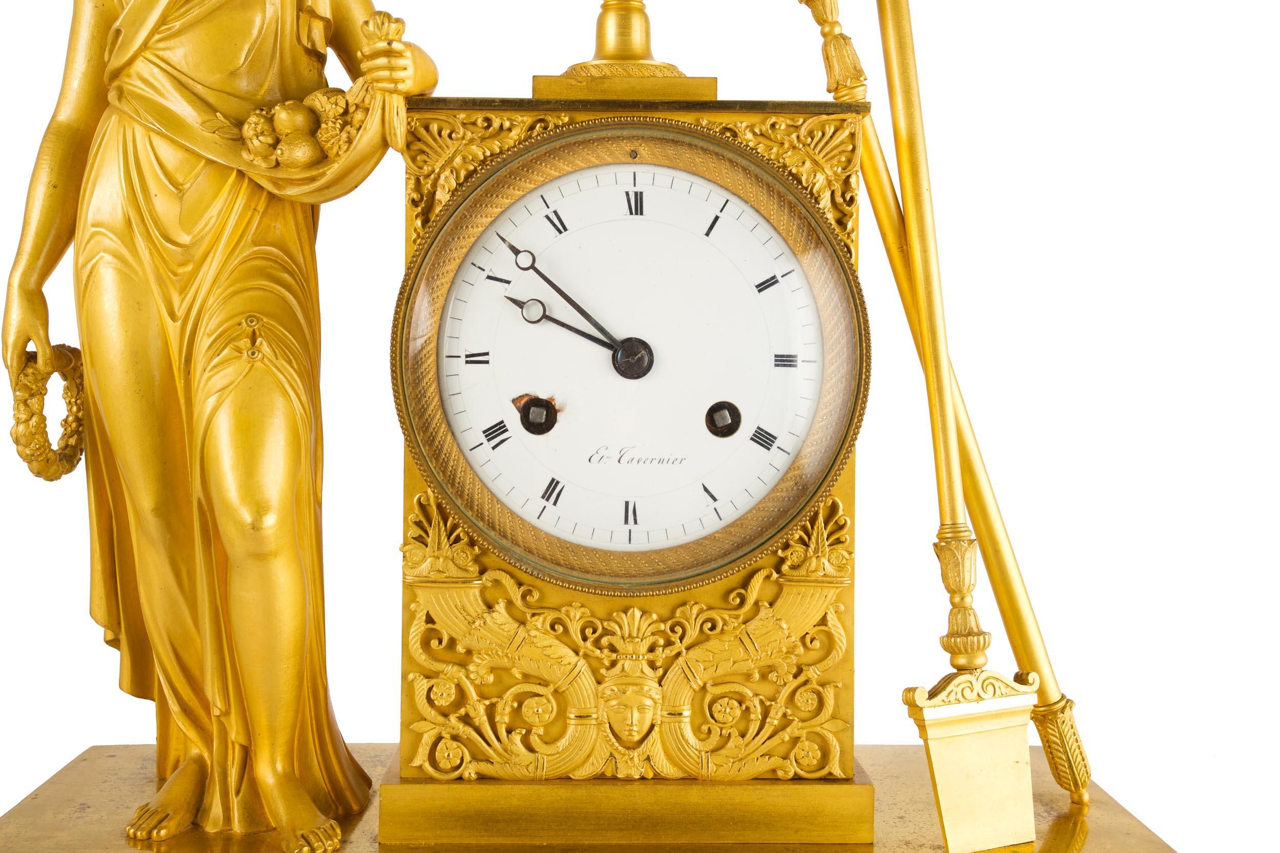 French Empire Period Ormolu Bronze Mantel Clock of Ceres, circa 1815 For Sale 2