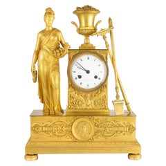 French Empire Period Ormolu Bronze Mantel Clock of Ceres, circa 1815