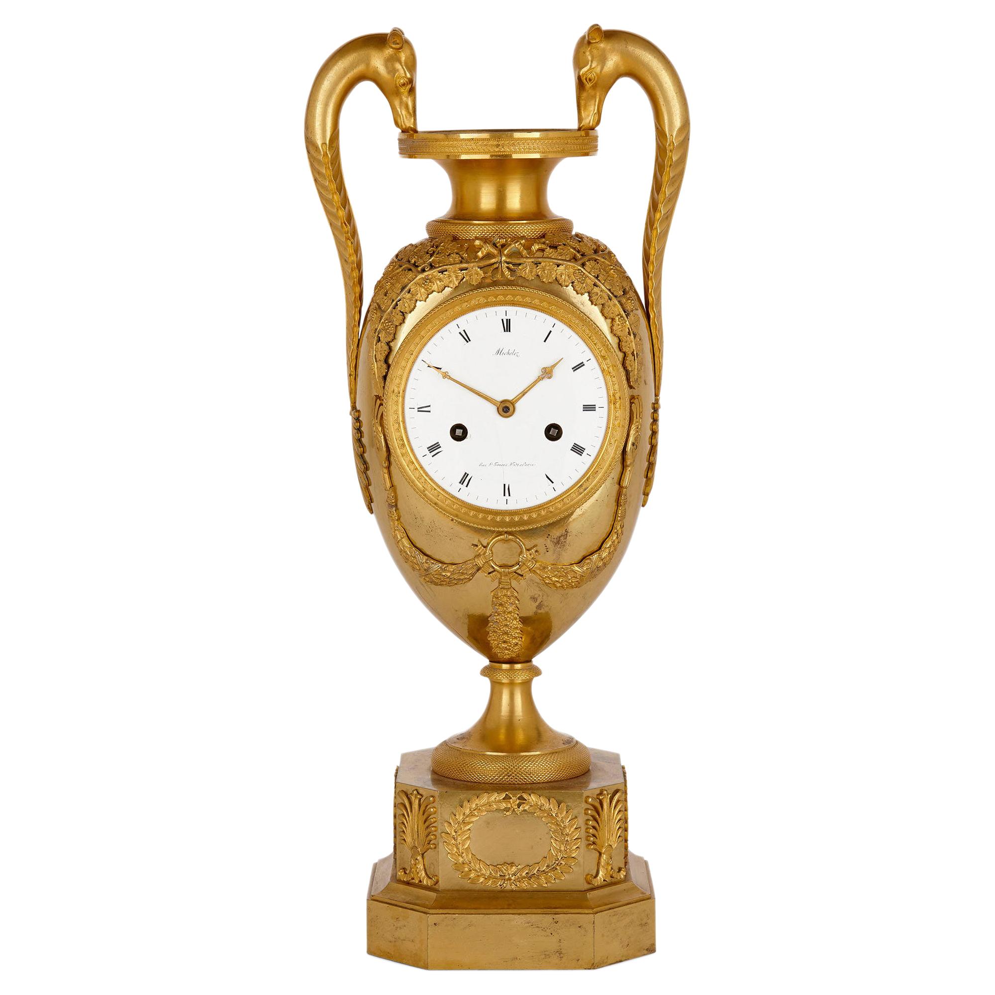 French Empire Period Ormolu Mantel Clock by Michelez