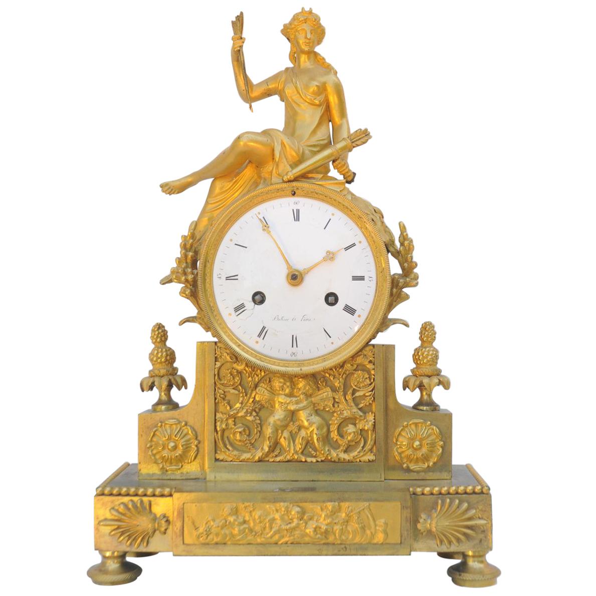 French Empire Period Ormolu Mantel Clock, Signed Bekeer à Paris, circa 1804 For Sale