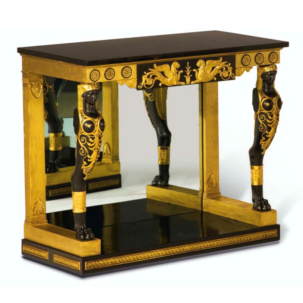 19th Century French Empire Period Ormolu Mounted Giltwood Consoles