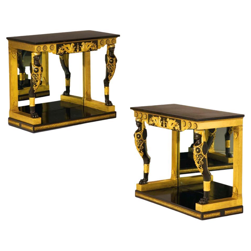 French Empire Period Ormolu Mounted Giltwood Consoles