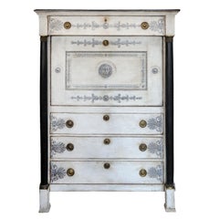 French Empire Period Painted Oak Secretaire Cabinet, circa 1820