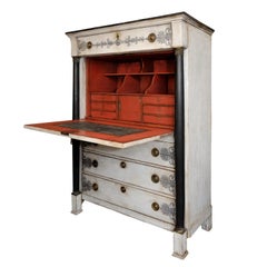 French Empire Period Painted Oak Secretaire Cabinet, circa 1820