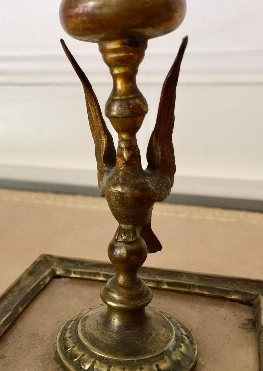 French Empire Period Pair of Bronze Candleholders, Neoclassical In Good Condition For Sale In Montreal, Quebec