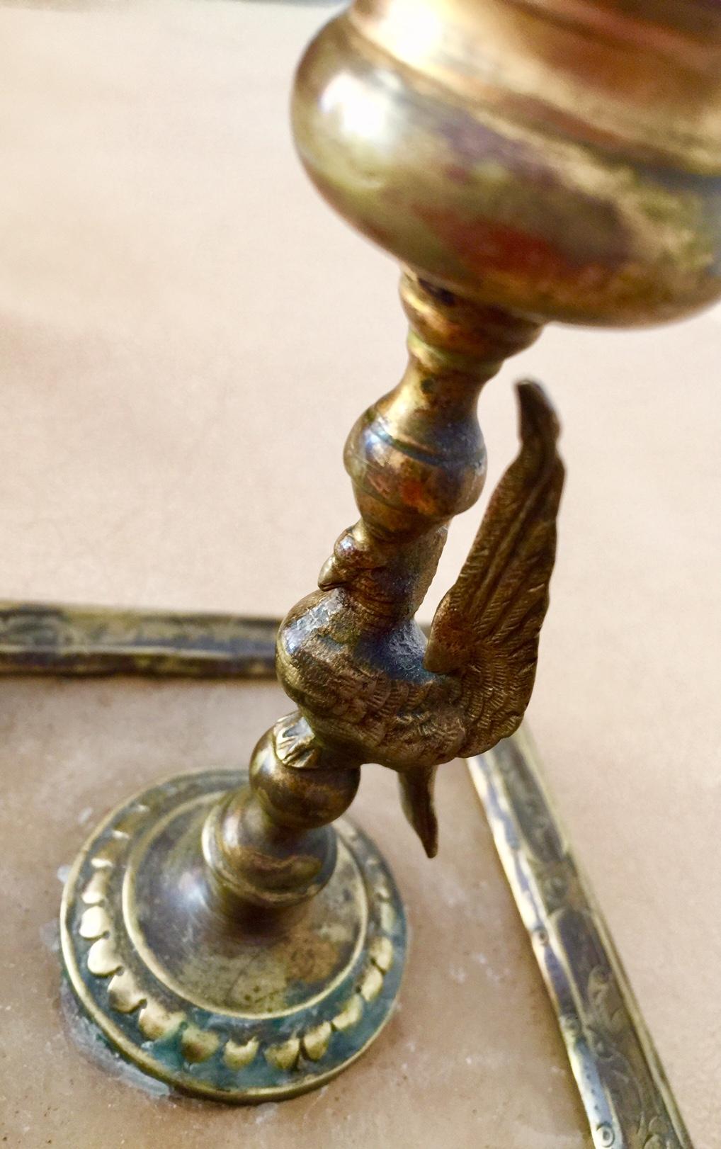 19th Century French Empire Period Pair of Bronze Candleholders, Neoclassical For Sale