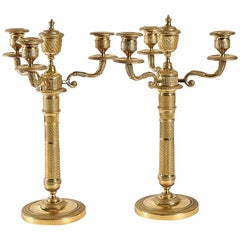 French Empire Period Pair of Gilt Bronze Candelabras, circa 1810