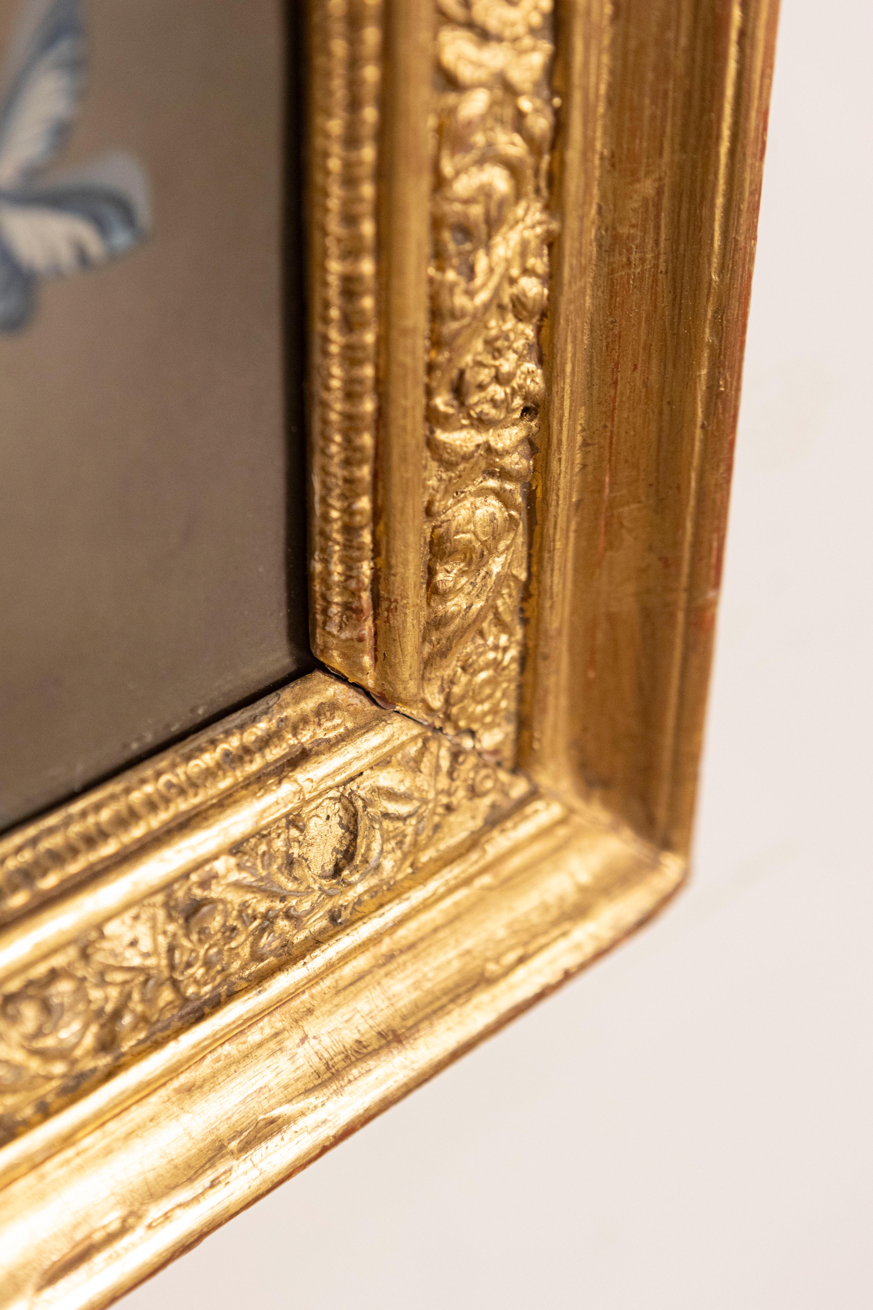French Empire Period Pastel and Gouache Painting, circa 1810 in Giltwood Frame For Sale 1