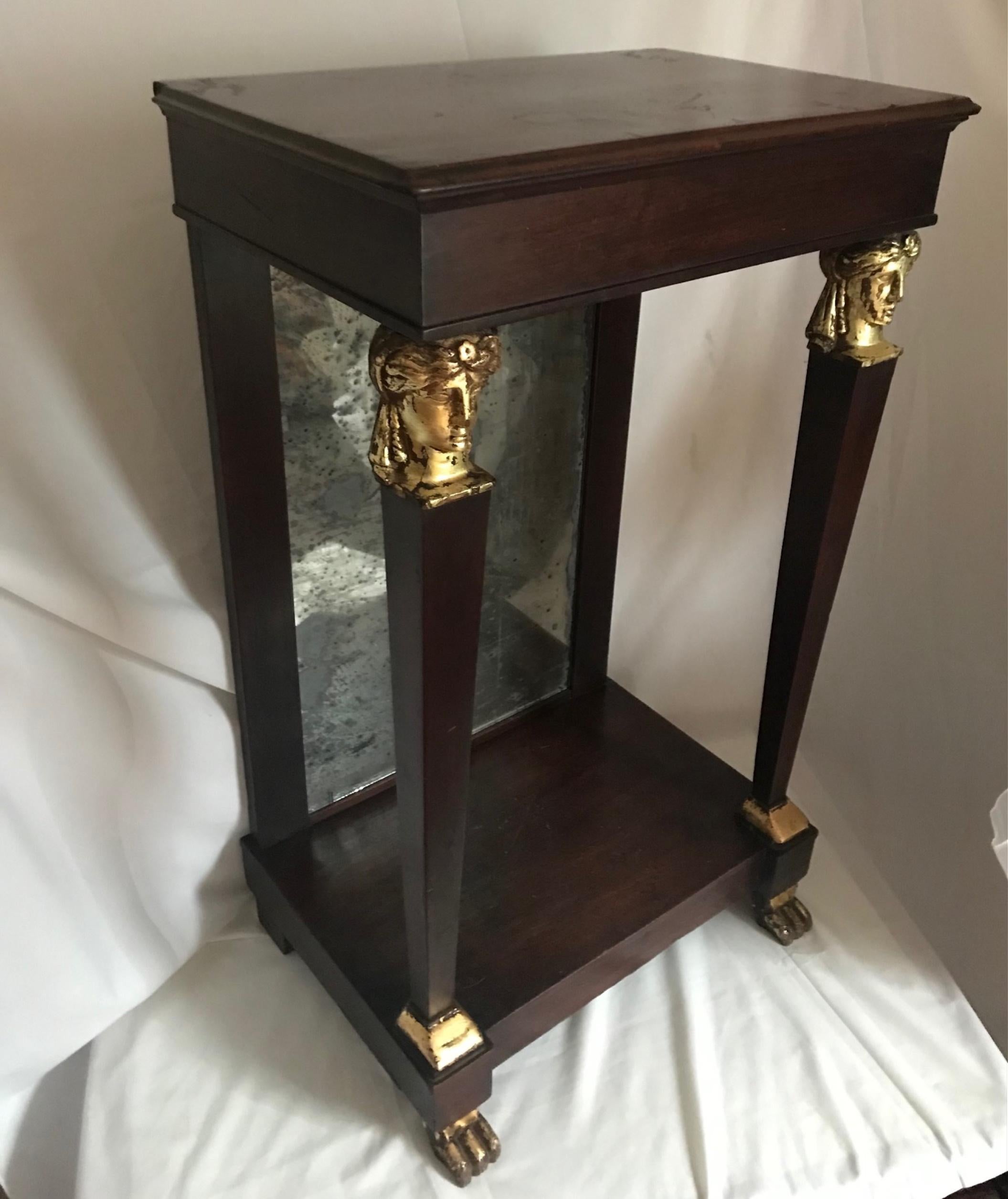 Hand-Carved French Empire Period Petite Mahogany Console with Mirror, circa 1810