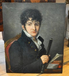 French Empire Period Portrait of a Young Flute Player by Louis-Francois Lejeune