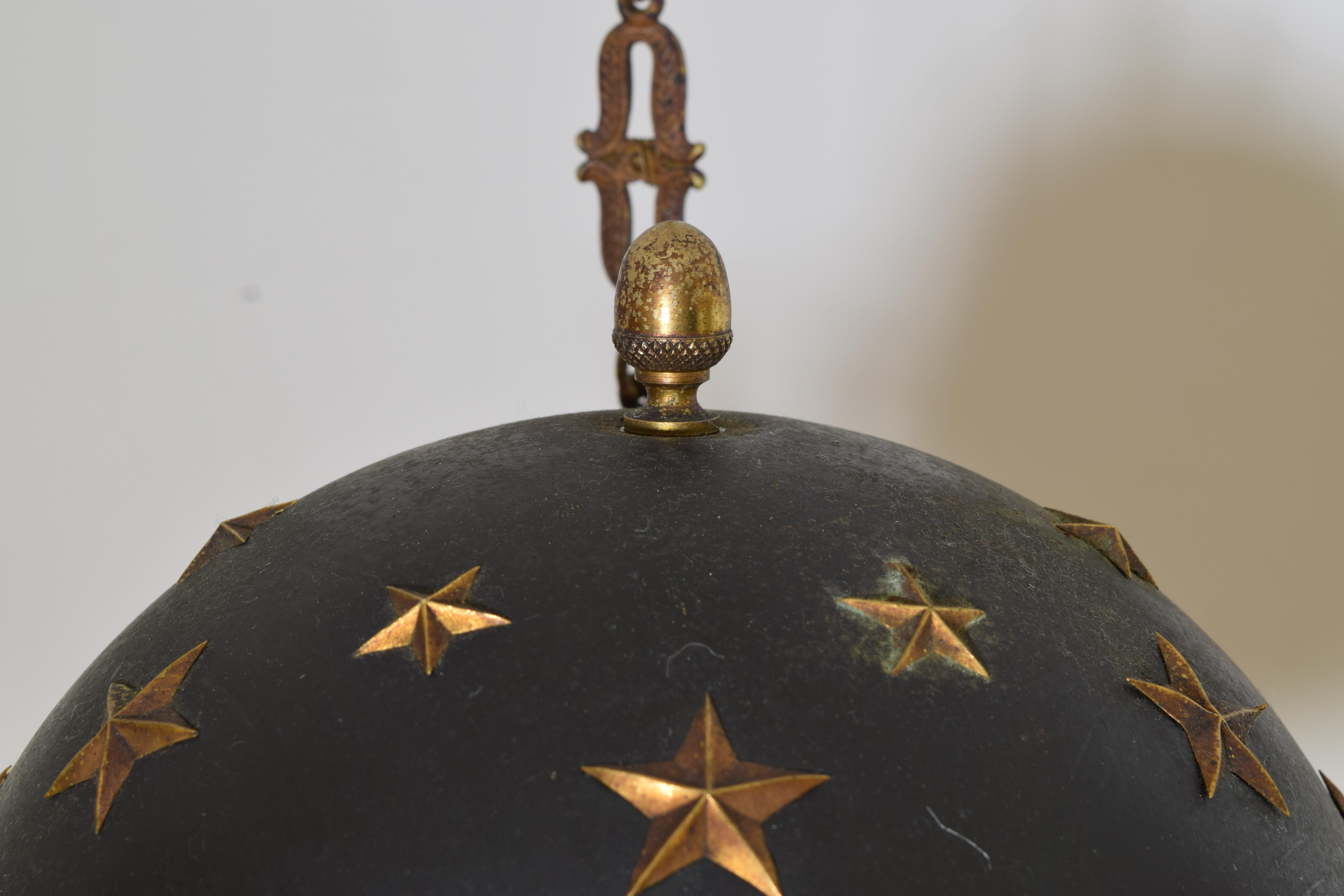 French Empire Period Tole & Bronze 6-light Globe Chandelier, early 19th century 2