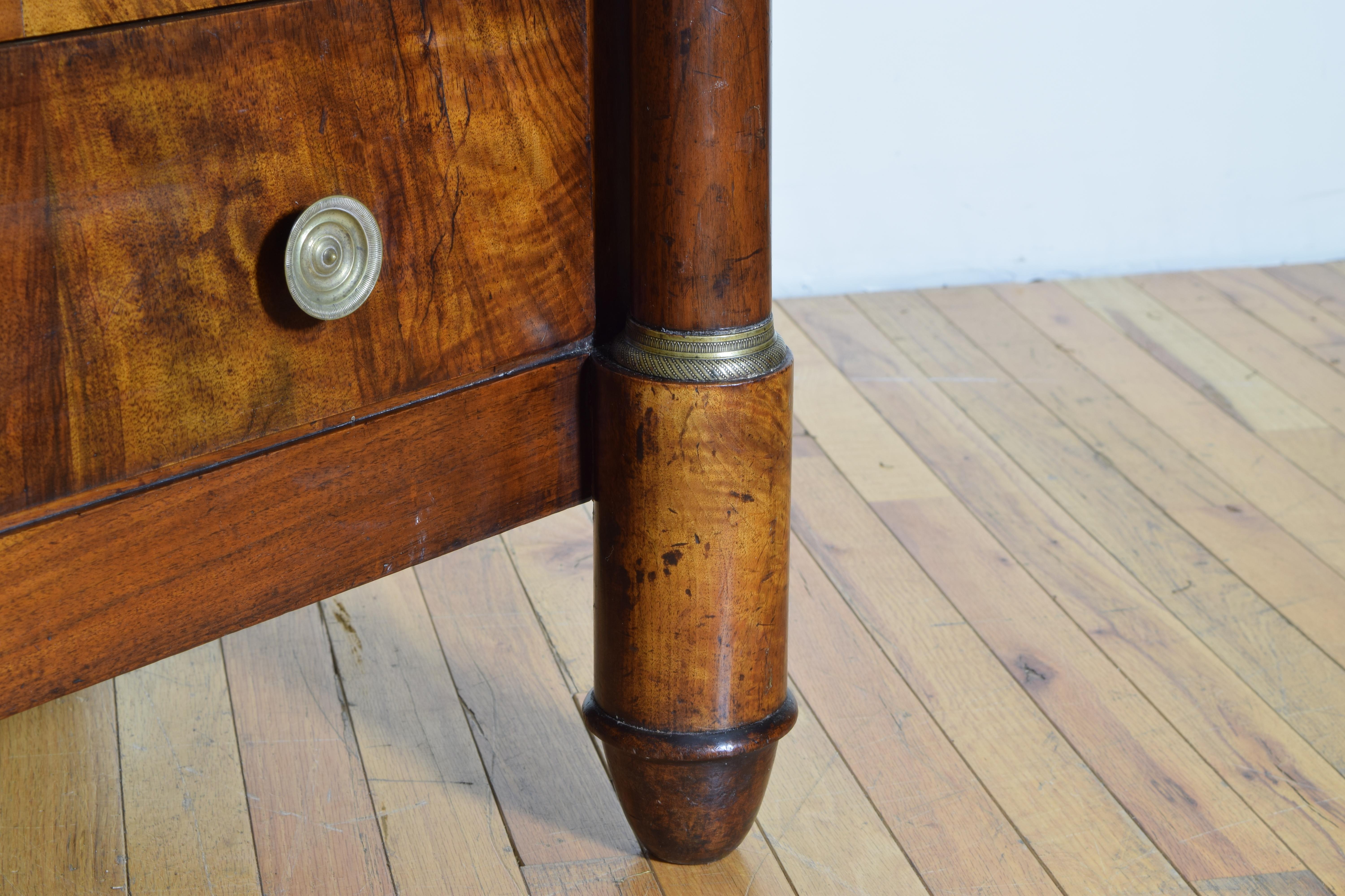 French Empire Period Walnut 4-Drawer Marble-Top Commode, circa 1820 8