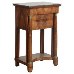 French Empire Period Walnut 
M/T Brass Mounted Console or Side Table, ca. 1815