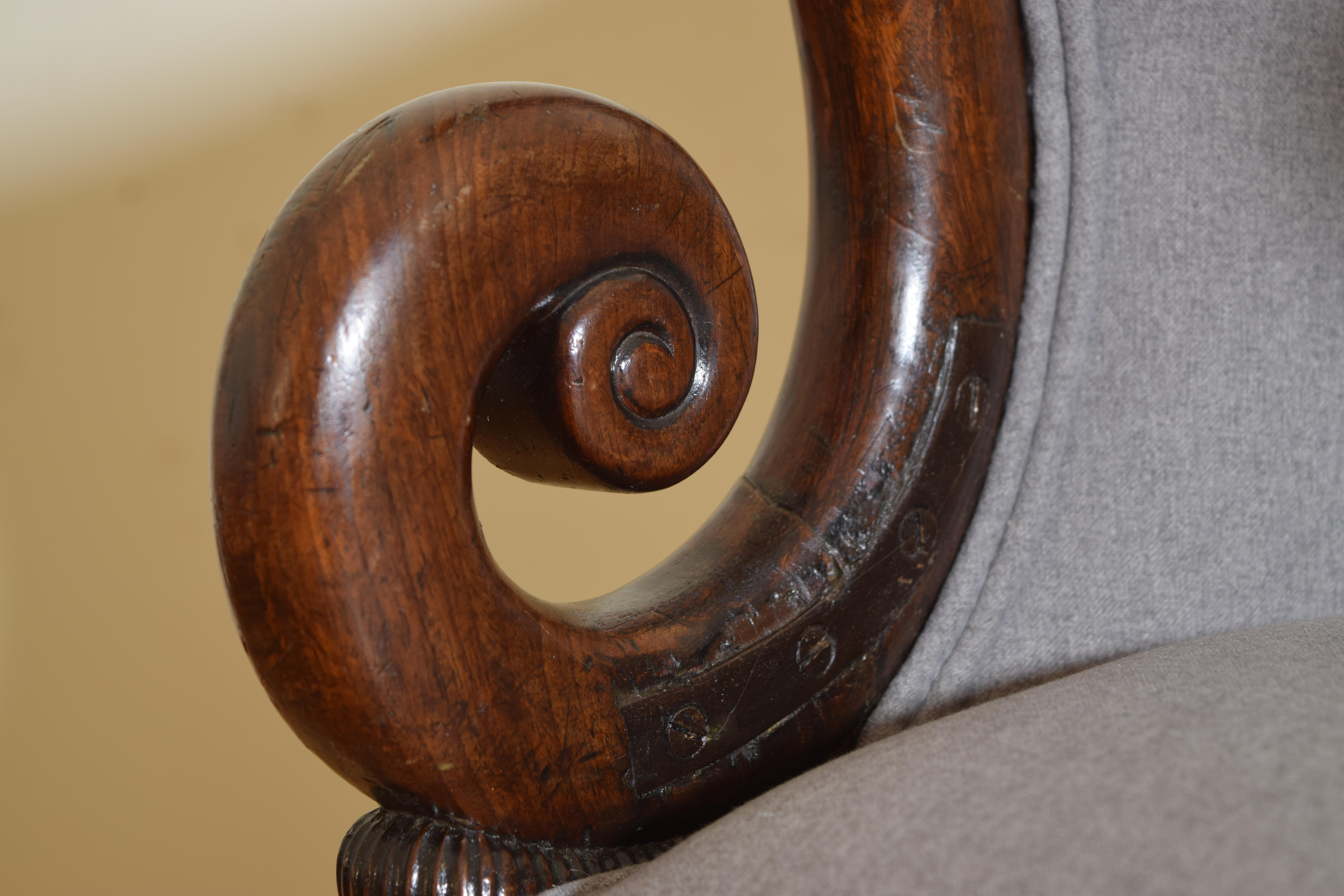 French Empire Period Walnut & Upholstered Officer’s Bergere, early 19th century For Sale 5
