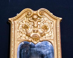 French Empire Pier Mirror, Antique Cherub Gilt, circa 1880