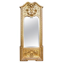 French Empire Pier Mirror, Antique Cherub Gilt, Circa 1880