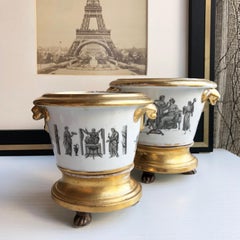 French Empire Planter Pots from 1800, With Gold Trim