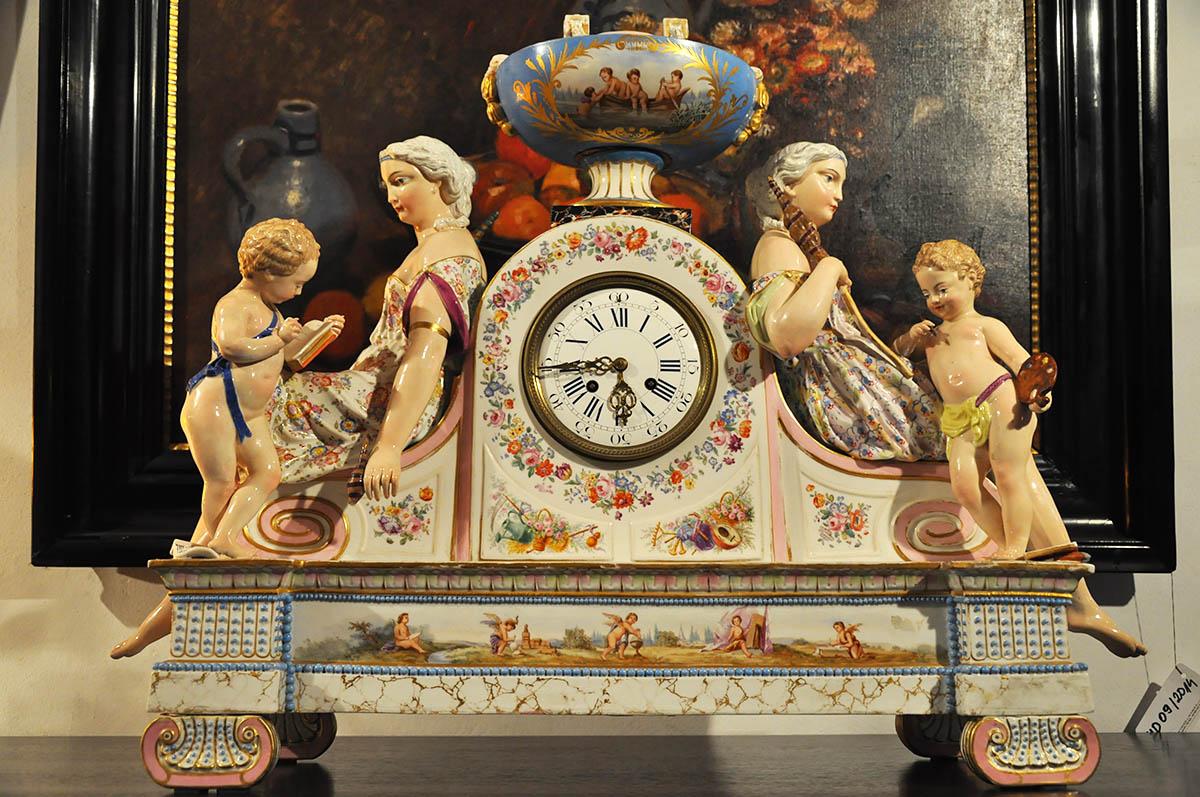 French Empire Porcelain Mantle Clock, 19th Century For Sale 7