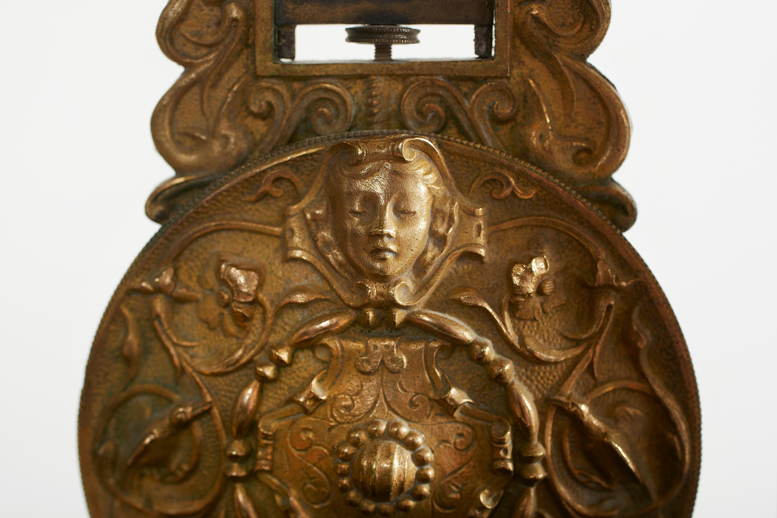 French Empire Portico Black / Bronze Table Clock 5