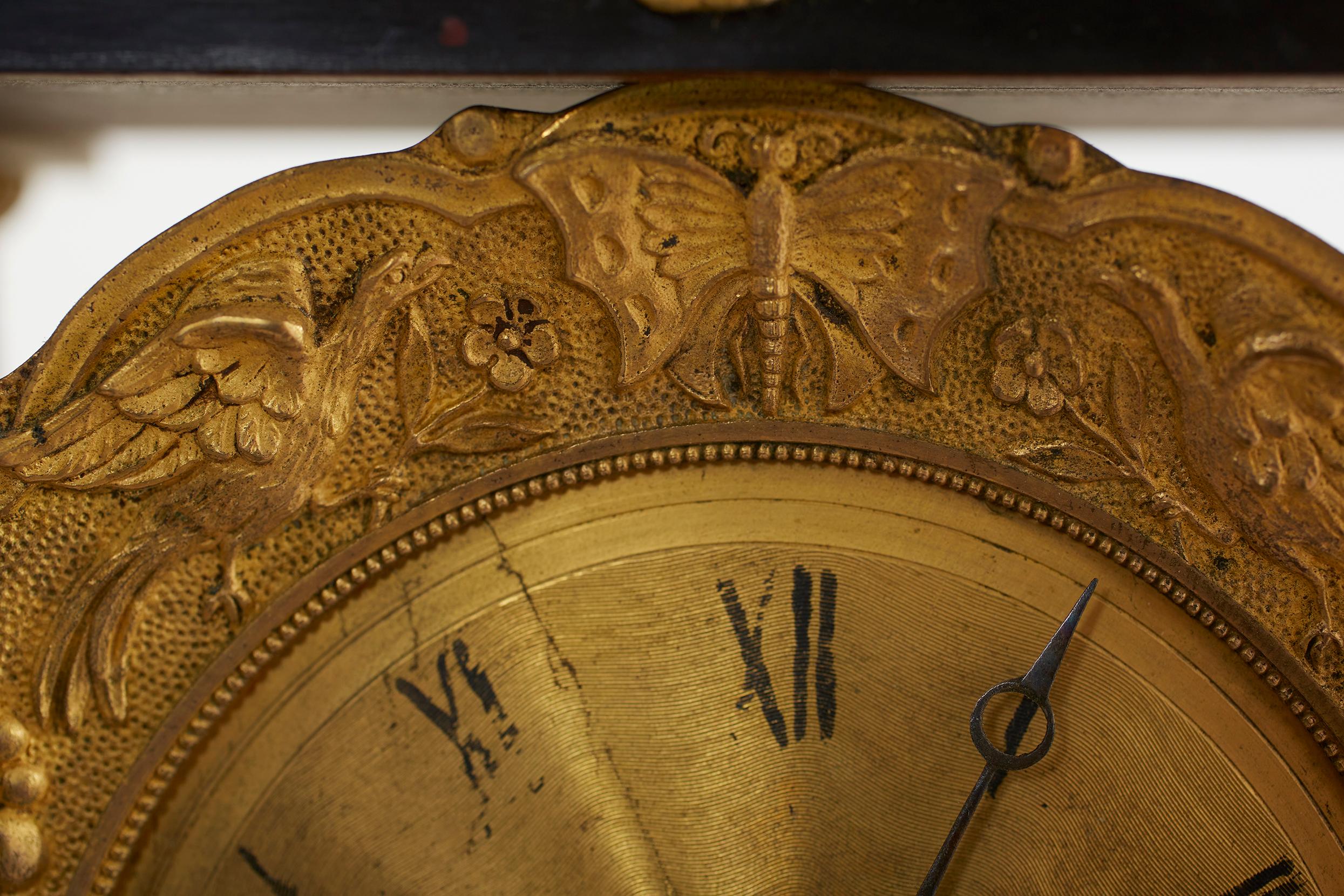 French Empire Portico Black / Bronze Table Clock 4